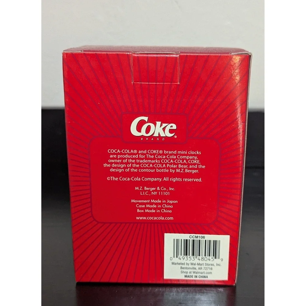 Vintage Coca-Cola Polar Bear Mini Clock Conveyer Belt Bottling Line NIB Unopened